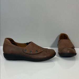 Sanita Comfort Clog Loafer Brown Leather Hook & Loop Closure Size 37(6)